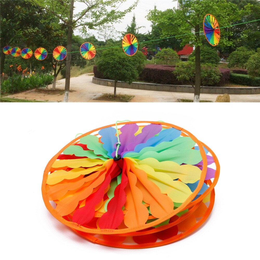 8Pcs/Set Wheel Rainbow Windmill Wind Spinner Whirligig Garden Home Lawn Yard Decor