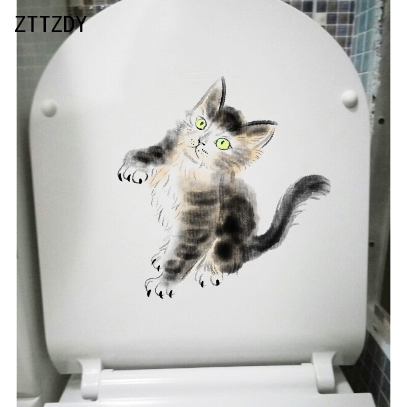 ZTTZDY 14.6*15.5 CM I Love Cat Muursticker Home Decoratie Wc Sticker T3-0007