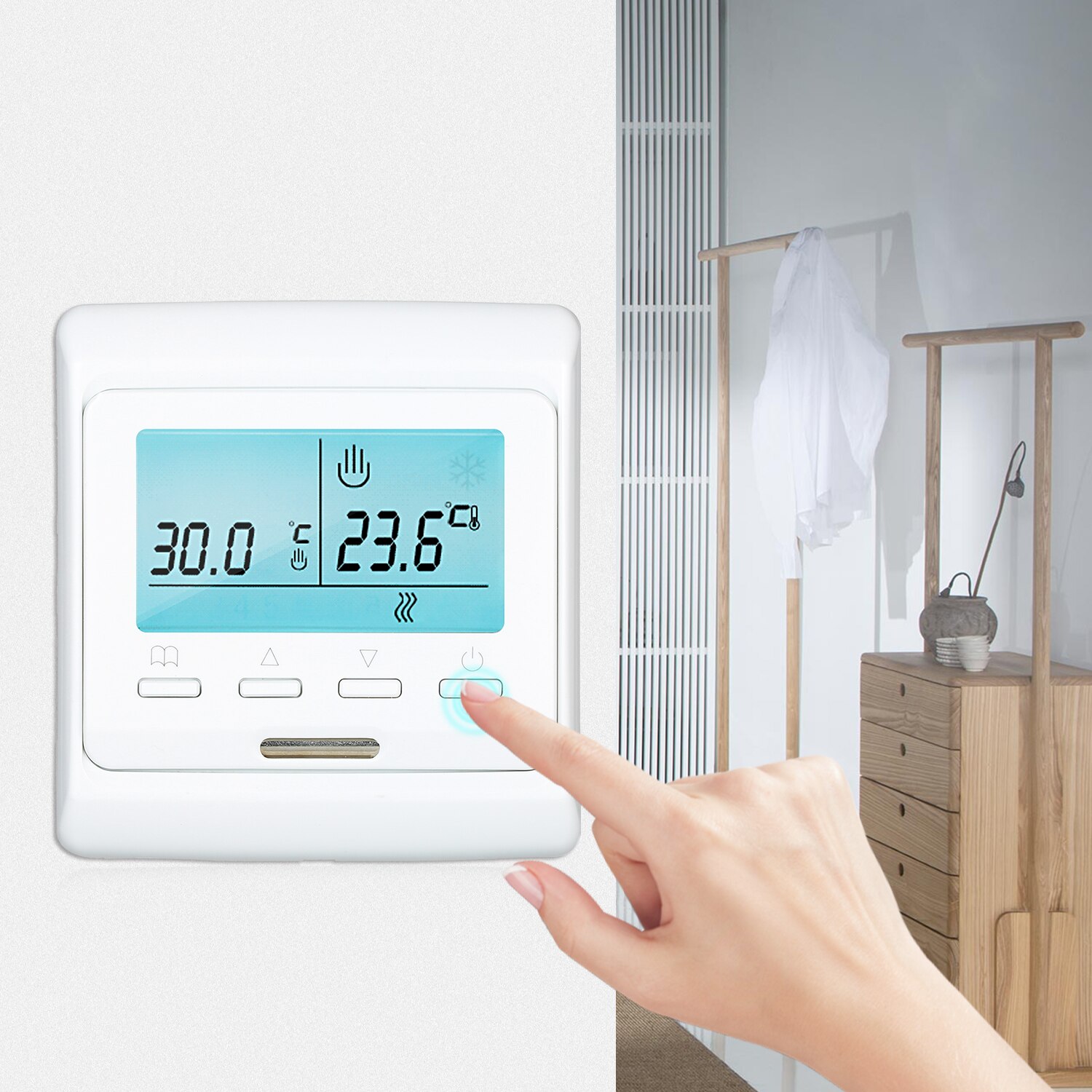 Programmable Smart Thermostat for Water Heating Turn On/Off Actuator Buit-in Sensor with Backlight Digital Temprature Controller