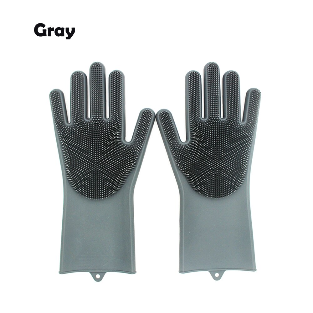A Pair Magic Silicone Scrubber Rubber Cleaning Gloves Dusting Dish Washing Pet Care Grooming Hair Car Insulated Kitchen Helper: 7 / 1 pcs for right hand