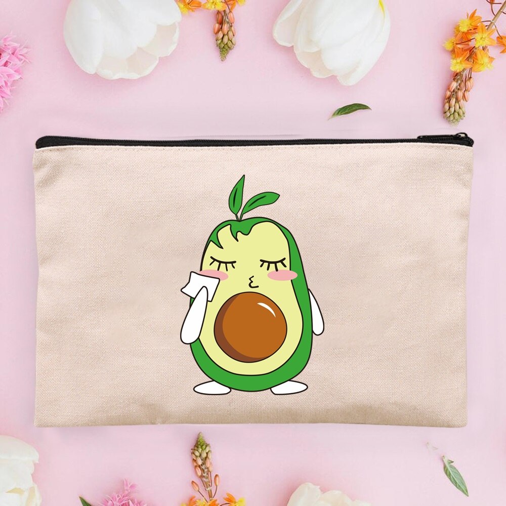 Women&#39;s Cosmetic Cases Avocado Pattern Lipstick Bag Zipper Cover Beautician Toiletry Makeup Pouch Coin Purse Pencil Case: 4Avocado013