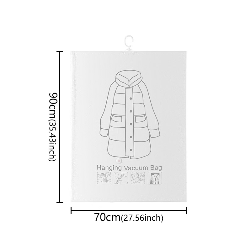 Compressed Bag Closet Hanging Organizer Vacuum Bag for Clothes Storage Bag with Hanger Space Saving Saving Seal Bags Wardrobe: black