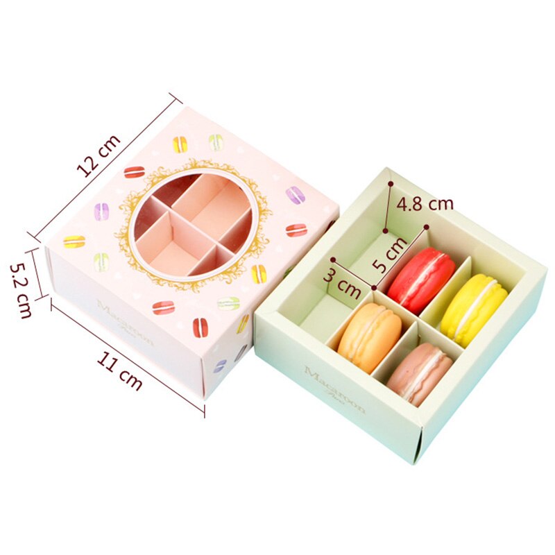 20Pcs Macarons Box with Transparent Window Dessert Macarons Pastry Packaging Boxes Event Party Supplies Dec
