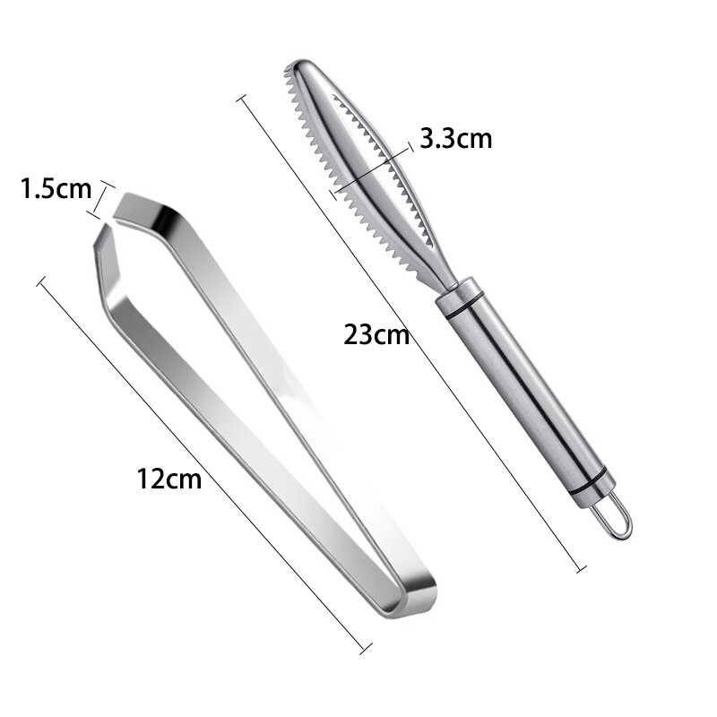 Holaroom Stainless Steel Fish Scales Scraping Grater Seafood Descaler Fish Bone Tweezers Cleaning Peeler Durable Kitchen Gadgets