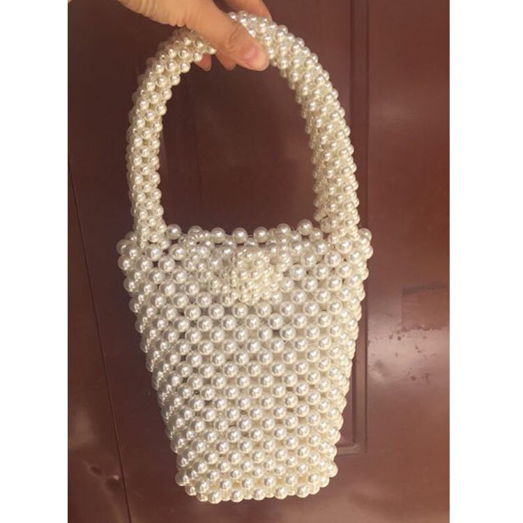 Vrouwen Parel Kralen Draagtas Acryl Clear Box Handtas Voor Vrouwen Party Vintage Kleine Avondtassen Luxe Strand sac: Sky Blue