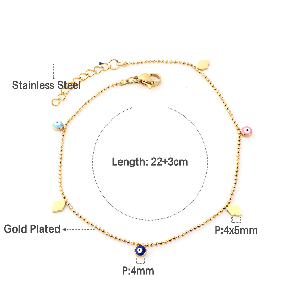 Simple Gold Color Stainless Steel Anklets Bracelets Women Tassel Starfish Leg Chain Heart Tag Foot Jewelry Summer Accessories: Pure Gold Color