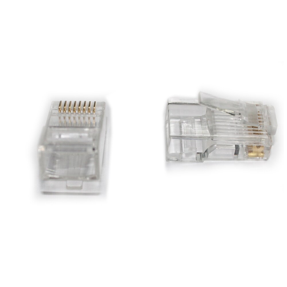20/50/100pcs RJ45 Connector 6U Gold PlatedPass Through Ethernet Cables Module Plug Network RJ-45 Crystal Heads Cat5 Cat5e