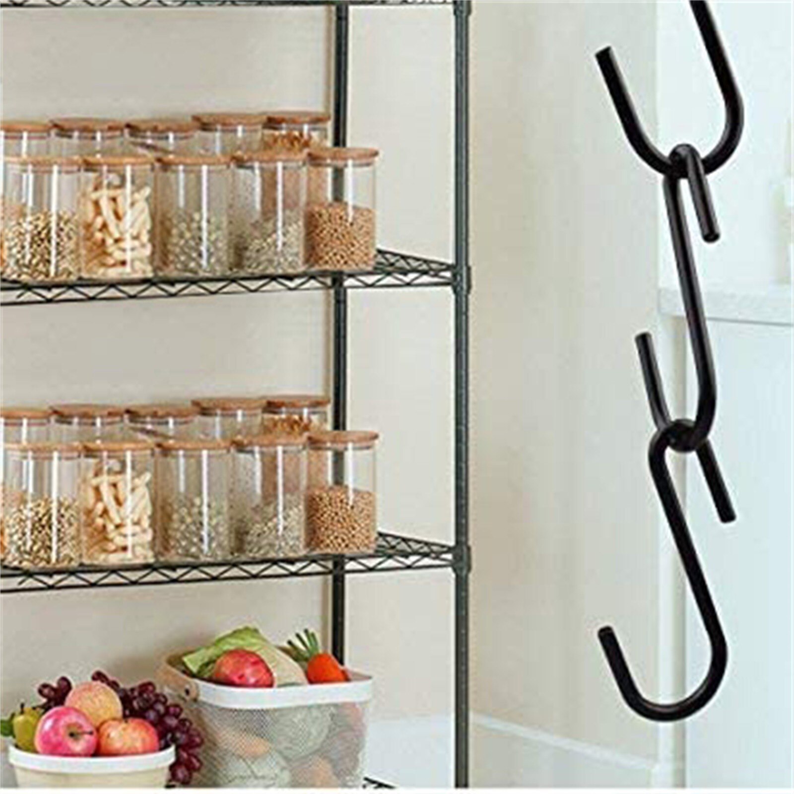 10 Stuks Zwart S Vormige Haken Keuken S Type Haken Voor Opknoping Pannen Potten Bag Handdoeken Multifunctionele Haken snelle Levering