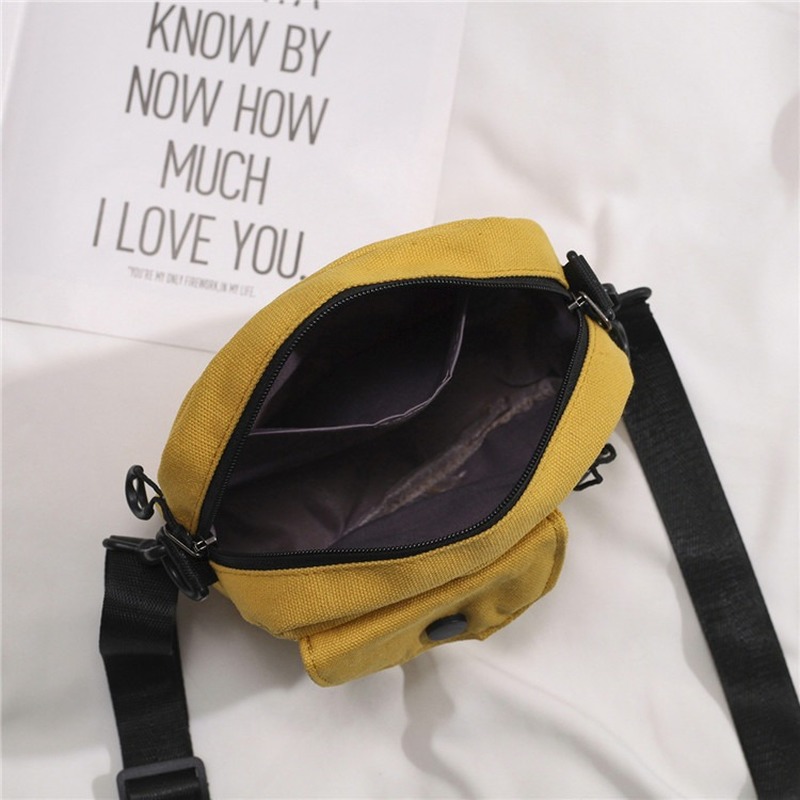 Damen-umhängetasche im koreanischen japanischen stil aus canvas, lässig, klein, schräg geschnitten, quadratisch, handytasche