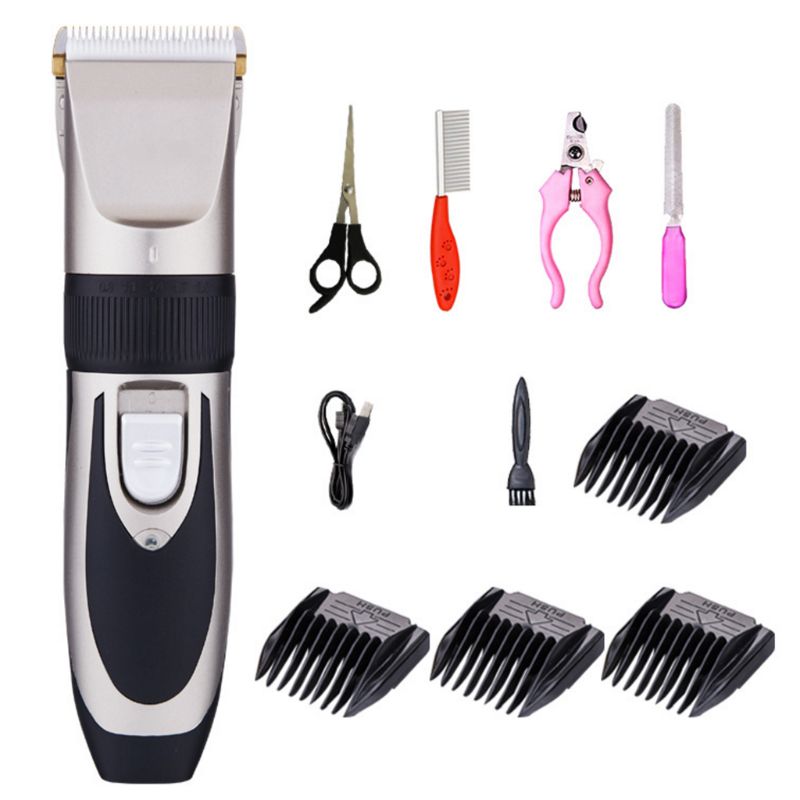 Electric Pet Hair Clippers Dog Fur Trimmer Grooming Hairdresser Kit Rechargeable Cordless Haircut Machine: B