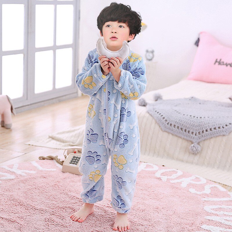 Crianças pijamas criança meninos inverno pijamas infantil menina flanela bodysuit macacão do bebê cobertor sleepers 0-4y