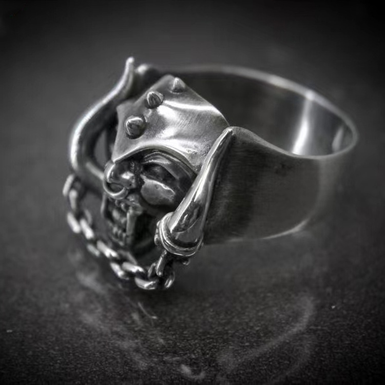 Vrouwen Ring Punk Motorfiets Stijl Zwart Overdreven Schedel Spook Hoofd Ring Unisex Sieraden Voor Mannen