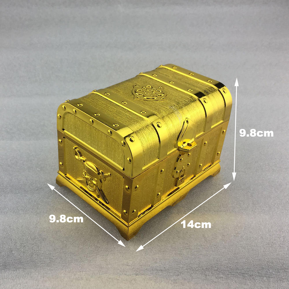Plastic Pirate Treasure Box Crystal Gem Jewelry Box Storage Organizer Chest Box Treasure For Jewelry Gem Trinket Box: Golden Square cover