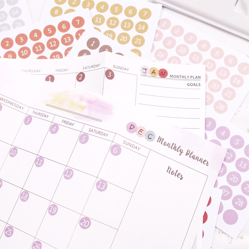 Fromthenon 2022 Notebook &amp; Journals Date Stickers for Full Year Planner Round Number Sticker 365 Daily Days Stickers Stationery