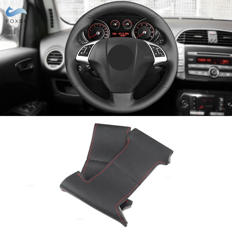 Per Fiat Bravo Doblo Grande Punto Linea Qubo Opel Combo coprivolante in pelle perforata cucita a mano coprivolante nero