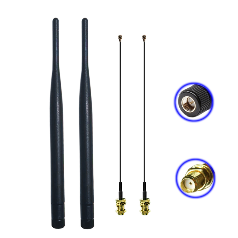 WiFi Antenne 2,4 GHz 5dbi 20cm U.FL/IPEX zu SMA Stecker Zopf Kabel Omni Antenne für Booster Router Modem USB Adapter Verlängerung: 2 setzt