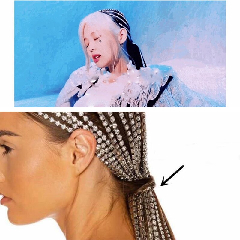 AOMU Nuovo Modo di Disegno Lucido di Cristallo Fatti A Mano Frange Lungo Nappa fascia Dei Capelli per le Donne Del Partito di Nozze club chic Accessori per Capelli