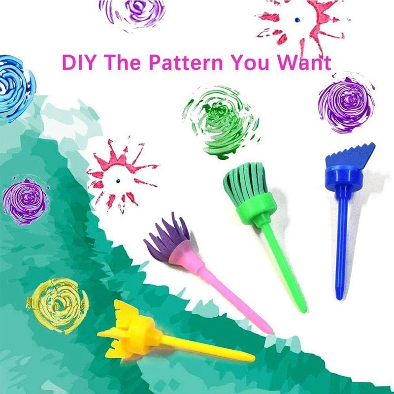 Sponge Paint Brushes Kits, 43 Pcs Kids Painting Brushes Drawing Tools Kits, DIY Paint Sets For Kids Arts And Crafts