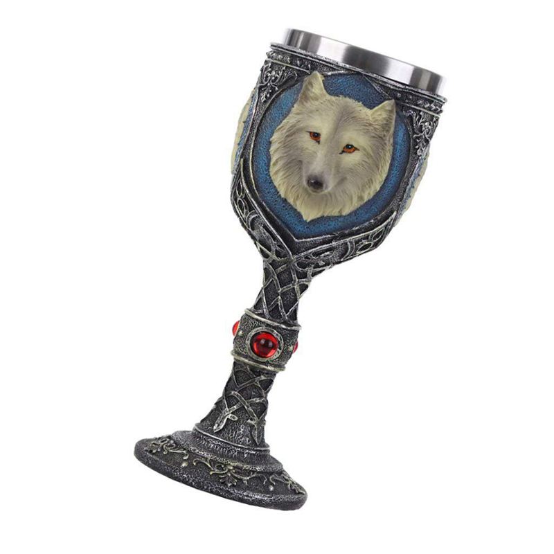 Copa de vino decorativa, Copa gótica de resina con revestimiento de acero inoxidable, tazón taza aislante decorativa para Halloween, Carnaval, Carnaval, P