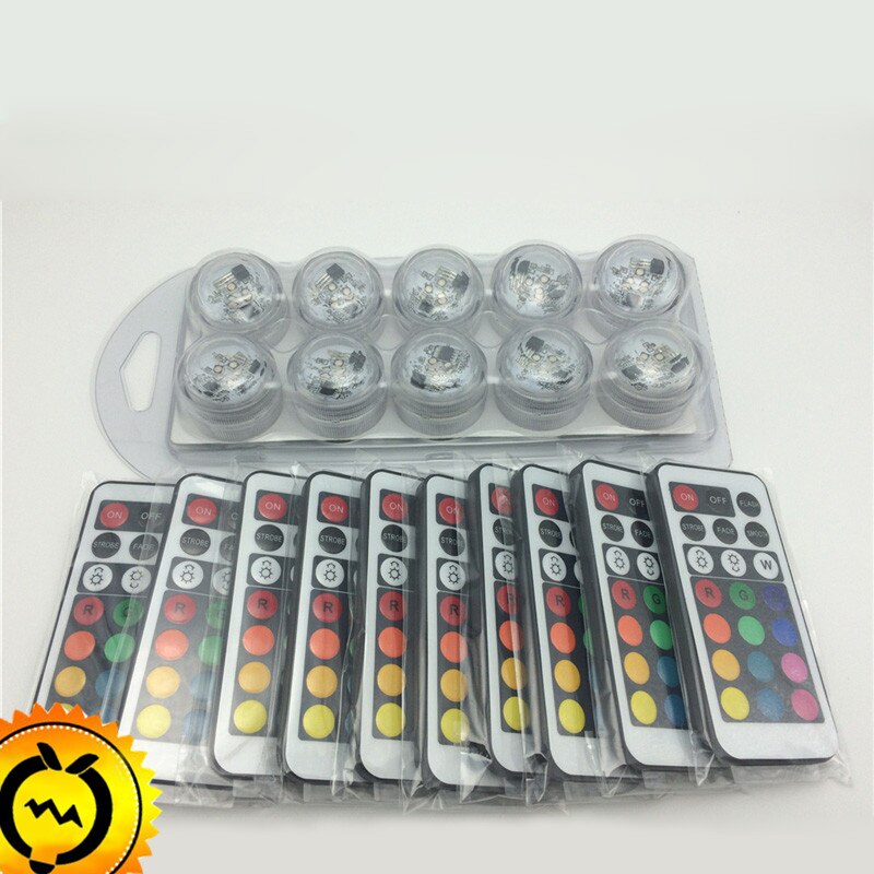 10Pcs Party Thee Mini Led Verlichting Met Batterij Afstandsbediening Dompelpompen Tafellamp Indoor Decoratie Kerst Wedding Verlichting: 10 lights 10 remotes