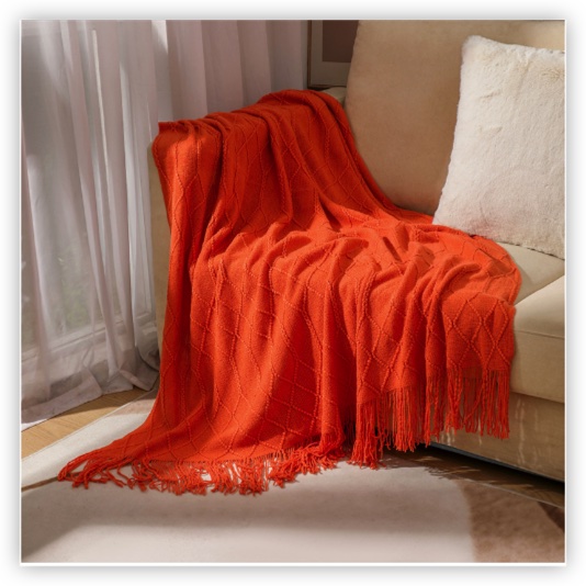 Textile City Knitted Throw Blanket Nordic Home Decorative Sofa Cover Chunky Plaid Bedspread for Winter 130x230cm: 100x150cm / Orange