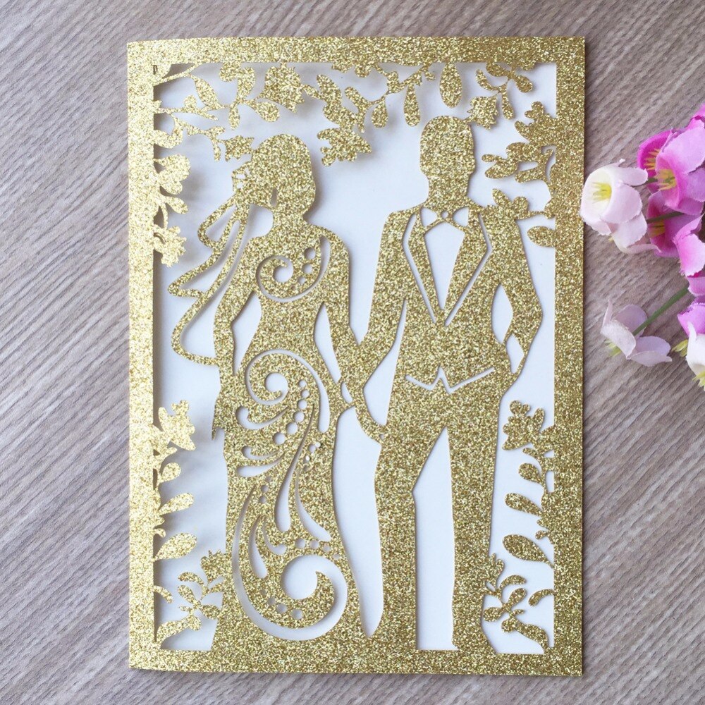 20 stk / parti delikat udskåret mønster invitationskort romantisk bryllupsinvitationer fødselsdagsfest dekorativ lykønskningskort