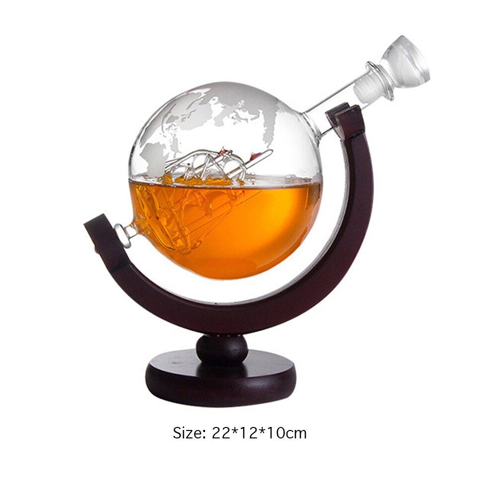 Globe Antieke Whiskey Wijn Fles Brandy Dispenser Met Hout Stand 850Ml Decanter Voor Liquor Bourbon Wodka Glas: Default Title