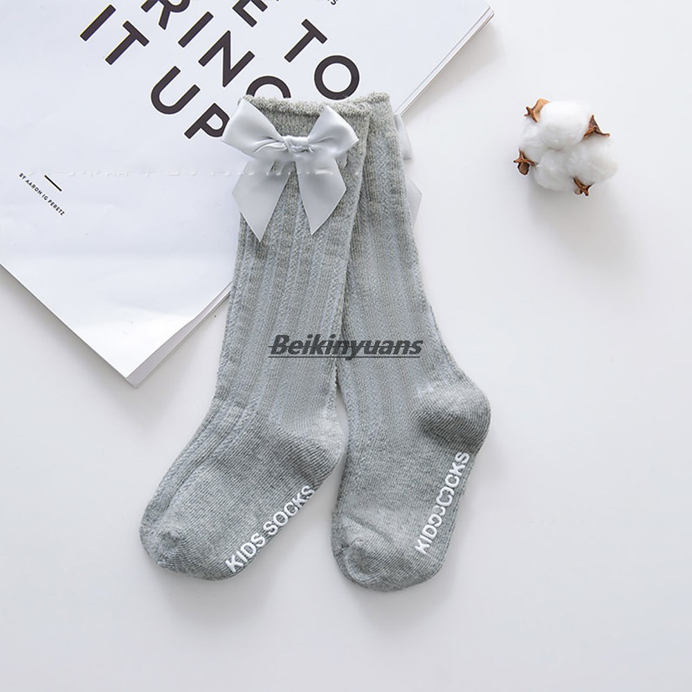 Calcetines largos antideslizantes con lazo para niña, medias hasta la rodilla de princesa, de algodón, para bebé
