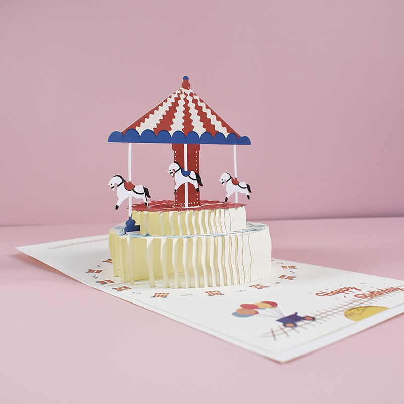 Unicorn Birthday Cake Pop-Up Card - 3D Greeting Card With Envelope For Kids, Girls, Daughter, Granddaughter (5x7 Inches)