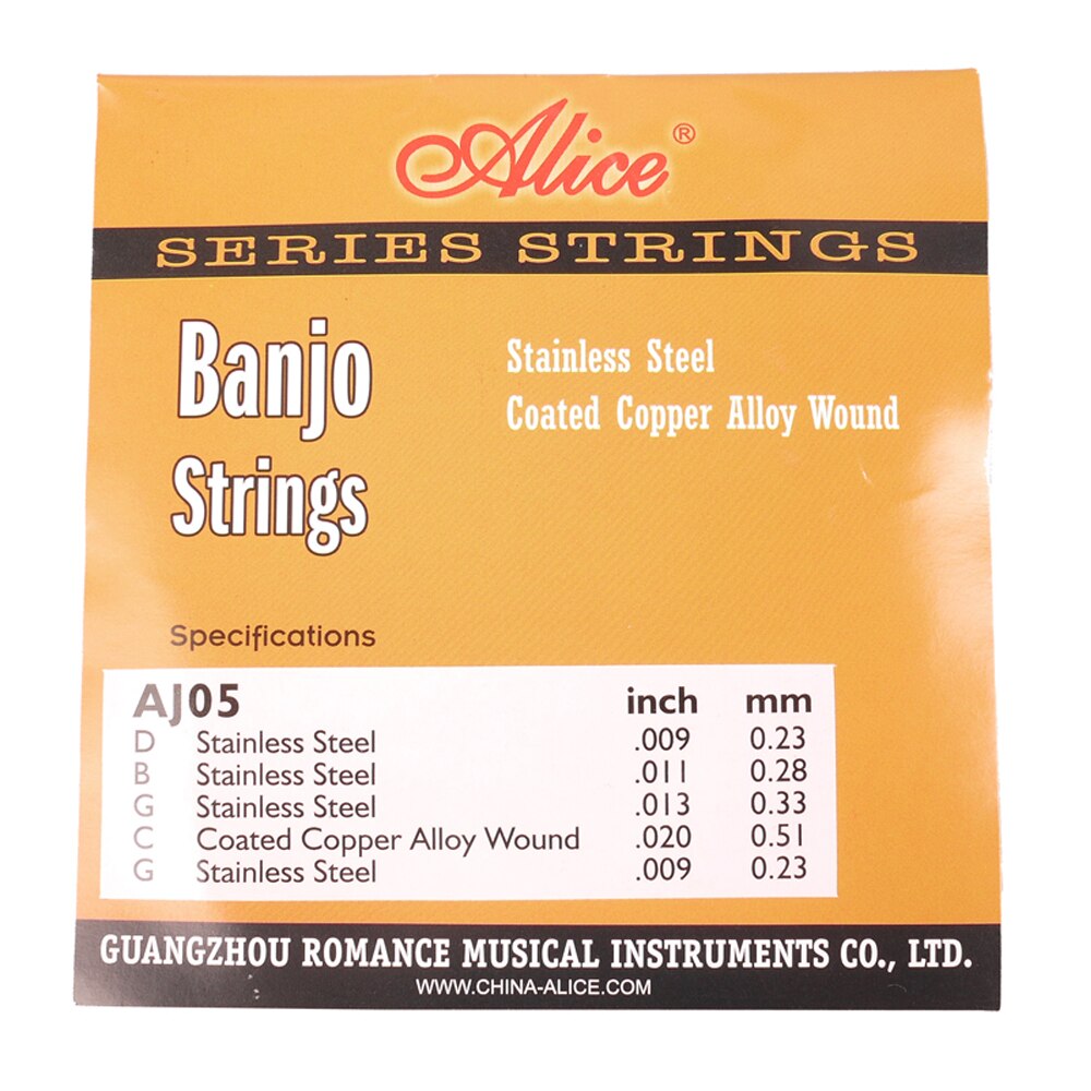 Alice Banjo Strings AJ04 AJ05 for 4 String or 5 String Banjo Plated Steel Coated Copper Alloy Wound for Banjo Parts Accessories