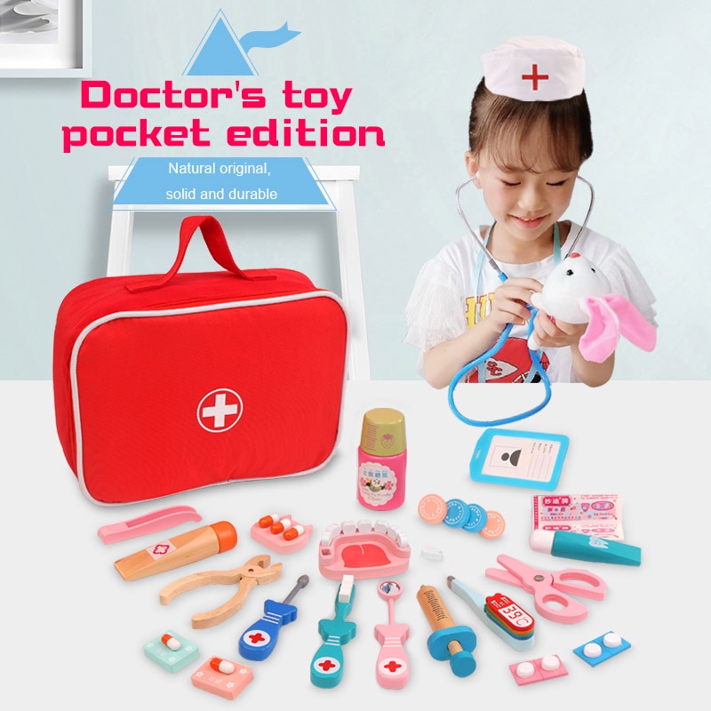Træ foregive leg hospital læge uddannelse legetøj til børn simulation medicin kiste sæt til børn interesse udvikling