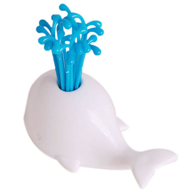 Witte Walvis Fontein Fruit Vork Set Animal Whale Fruit Ondertekenen Kleine Vork