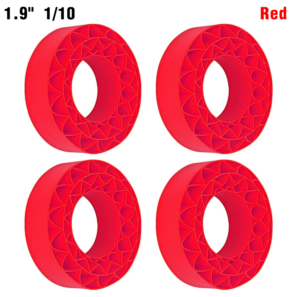 9IMOD 1,9 pouces 4 pièces insérer des pneus en caoutchouc de Silicone mousse pour 1/10 TRX4 SCX10 III: Rouge