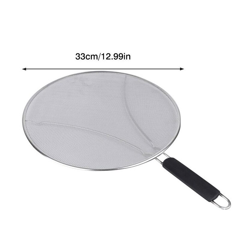 Grease Splatter Guard Splatter Screen for Frying Pan Stainless Steel Mesh Kitchen Oil Splash Protect Cover Iron Skillet Lid: 33cm
