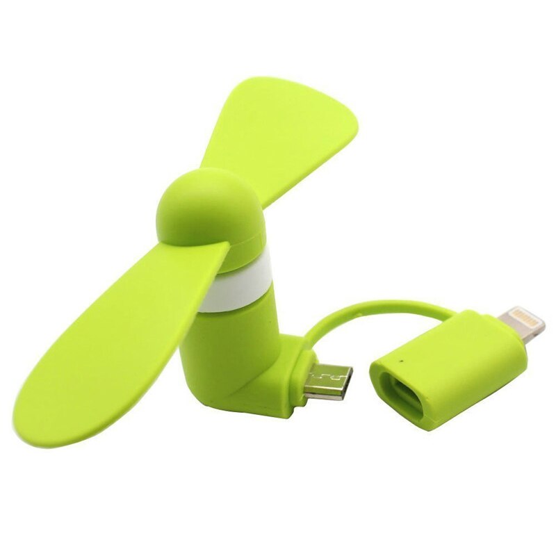 USB Gadget Cool Mini 2 in 1 USB Ventilator Draagbare Voor Android OTG Micro Gadgets Voor iPhone 5 6S 7 Plus 8 X XS XR Elektronische Smart Fan: Green