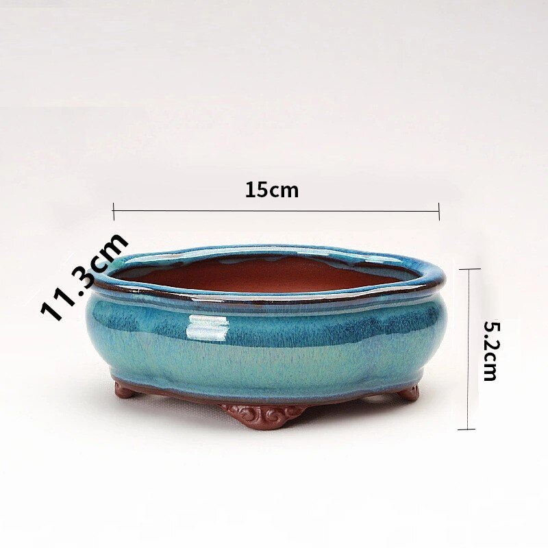 Vaso de flores bonsai estilo chinês criativo ventilar areias roxas cerâmica artesanato vaso de plantas plantador para escritório doméstico