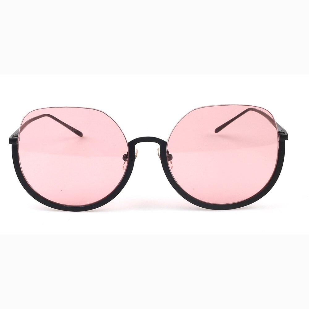 Kvinnor runda godis färg solglasögon hip hop stil färg linser retro glasögon solglasögon biltillbehör: Rosa