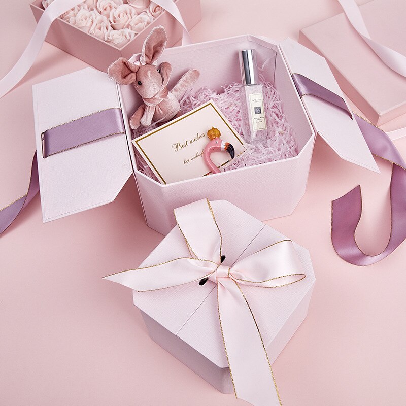 Octogonal caixa de presente sacos de papel para presentes caixa de flor de casamento caixa de doces embalagem de presente suprimentos de festa de aniversário decorações