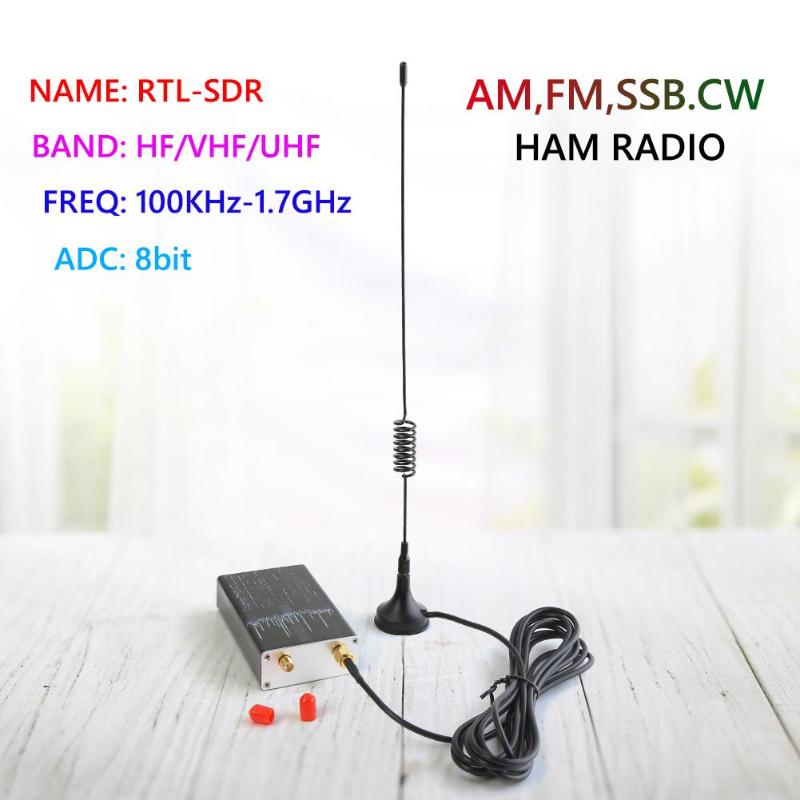 100KHz-1.7GHz Full Band U/V HF RTL-SDR USB Tuner Radio Receiver USB Dongle Analog of Digital Receiving by DIY Test Signals