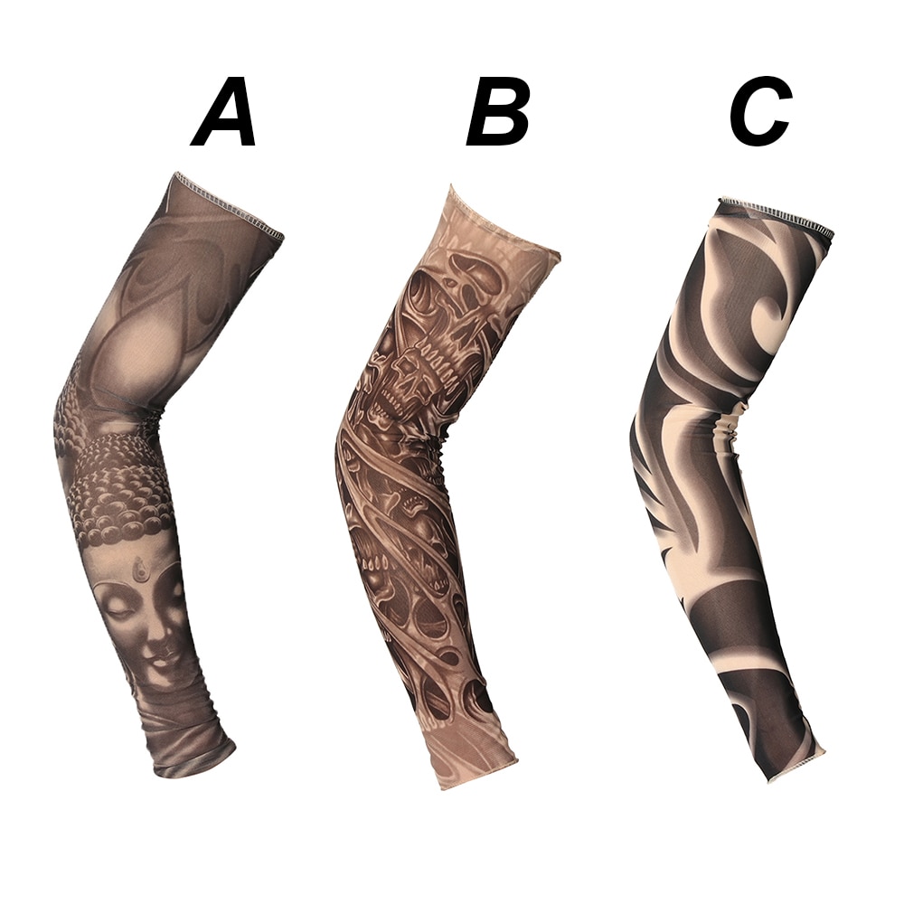 Tattoo Sleeve Arm Warmers Summer Print Mangas For Man Sleeve Seamless Summer Tattoo Stitched Outdoor Woman Riding Sleeve