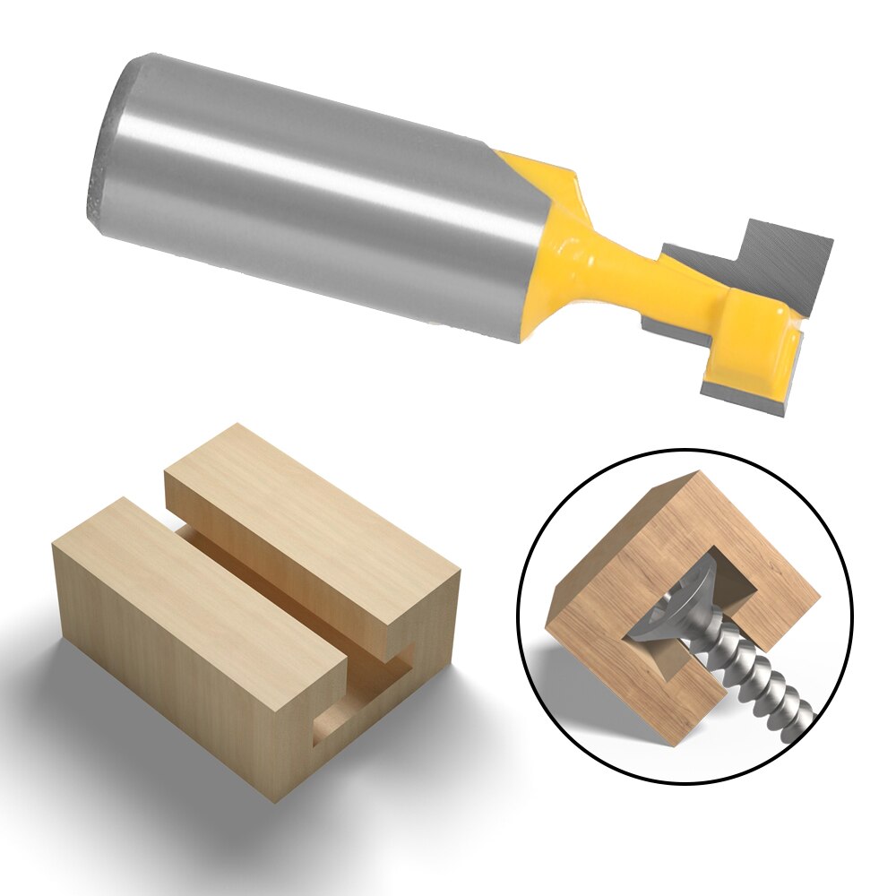 2pc12mm 1/2 Inch Schacht T-Slot Cutter Router Bit Set Key Hole Bits Hex Bolt T Slotting Frees voor Hout Houtbewerking Tool