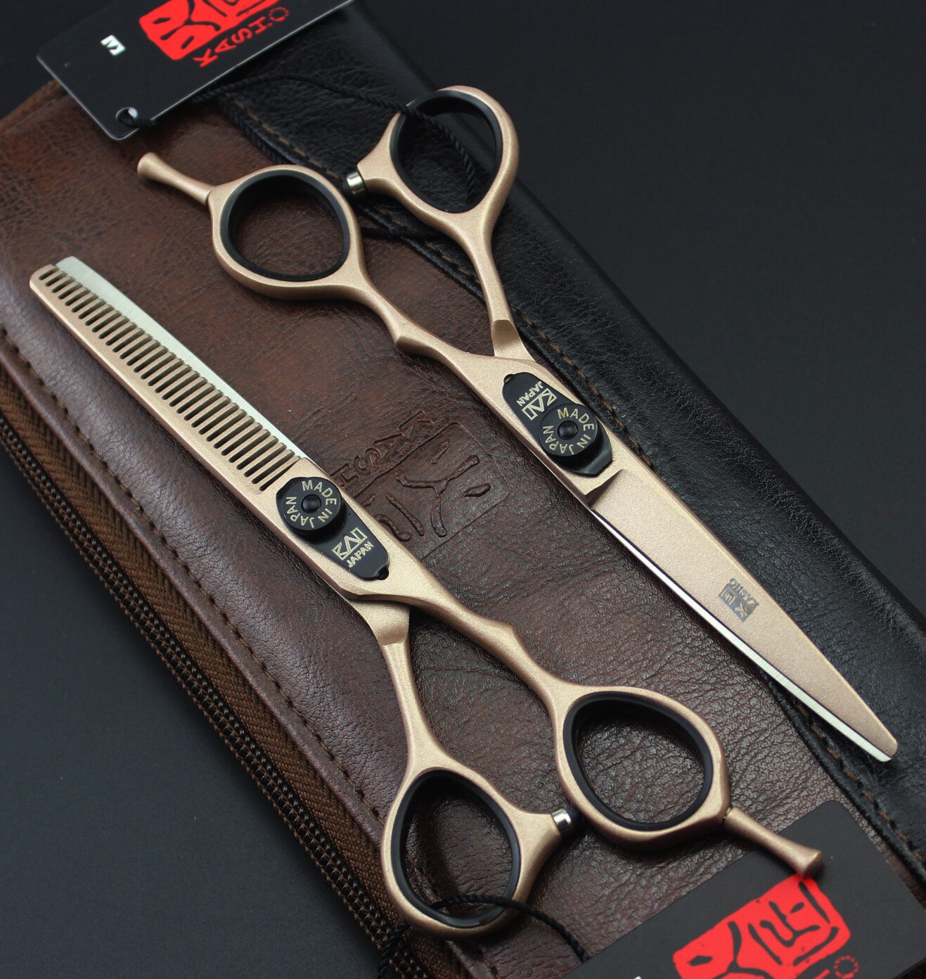 Professionelle 6 zoll Haar Schere Salon Friseur Barber Schere Schneiden Verdünnung Styling Werkzeug: KS-6 Gold set