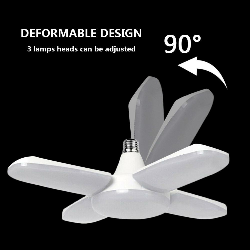 Luz LED de 80W para garaje E27/ E26, luces de techo de taller de colores, lámpara Deformable de 8000LM, Lampen Industrieel AC 85-265V