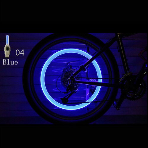 Led cykel nyhedslygter hjuldækventils cykellys cykling ridning sportseger sikkerhedsadvarselslampe forlygter baglygte: Blå
