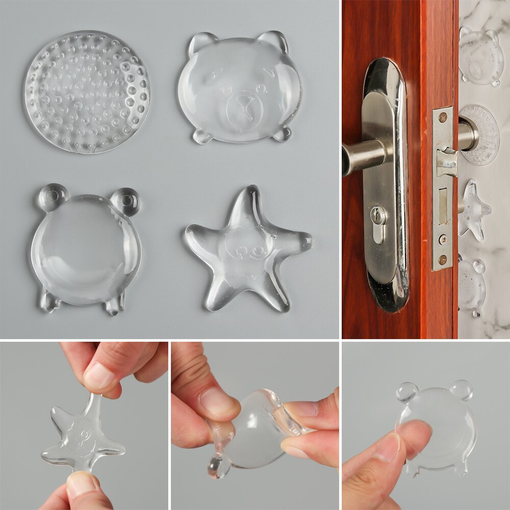 Door Stoppers Wall Protection Safety Shock Absorber Door Handle Bumpers PU Transparent Wall Protector sticker Anti Collision pad