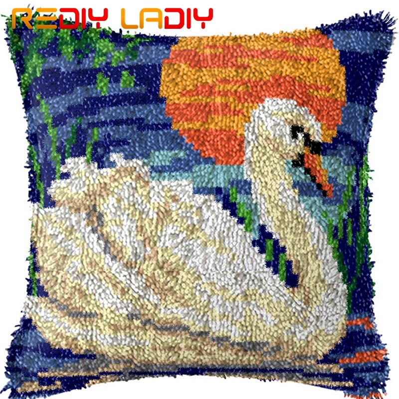 Latch Hook Kits Make Your Own Cushion Cat Flowers Pre-Printed Canvas Crochet Pillow Case Latch Hook Cushion Cover Arts &amp; Crafts: BZ927