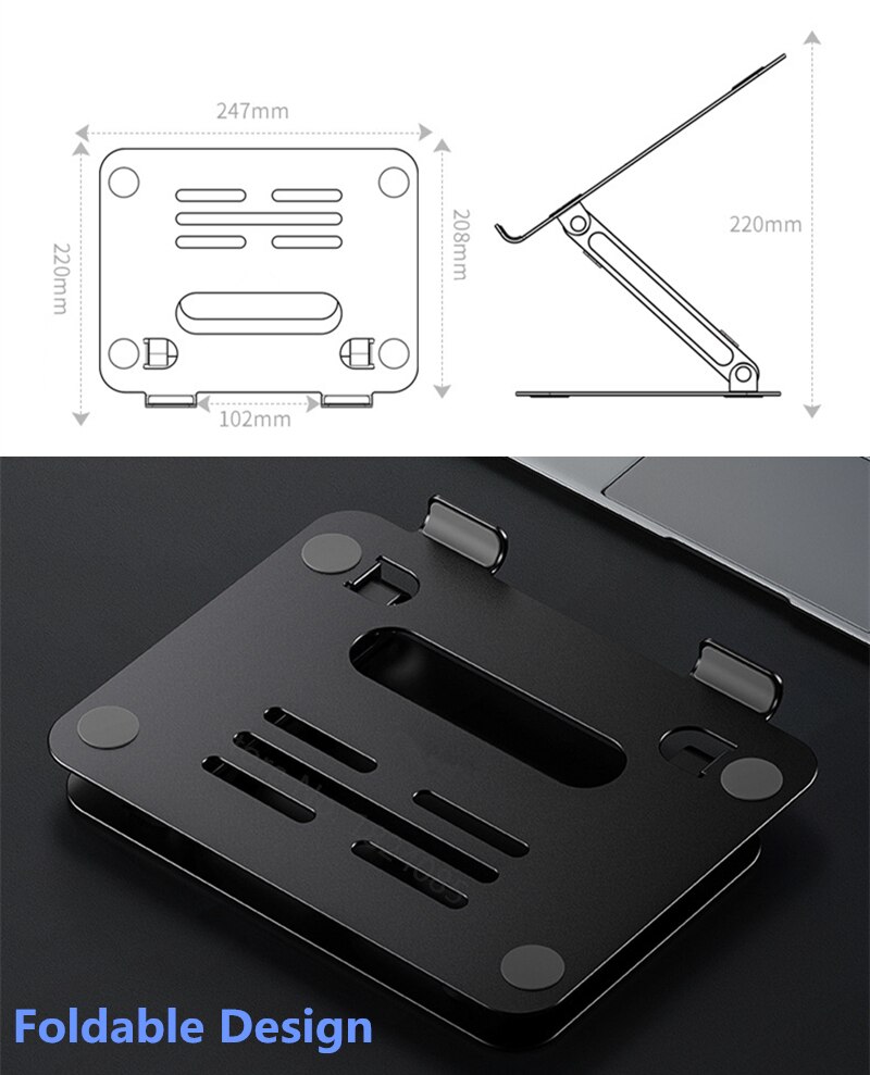 Eaor laptopständer aus aluminiumlegierung, mehrfach verstellbarer winkel, zwei klappbare halterung mit kühlfunktion für notebooks, tablets und laptops