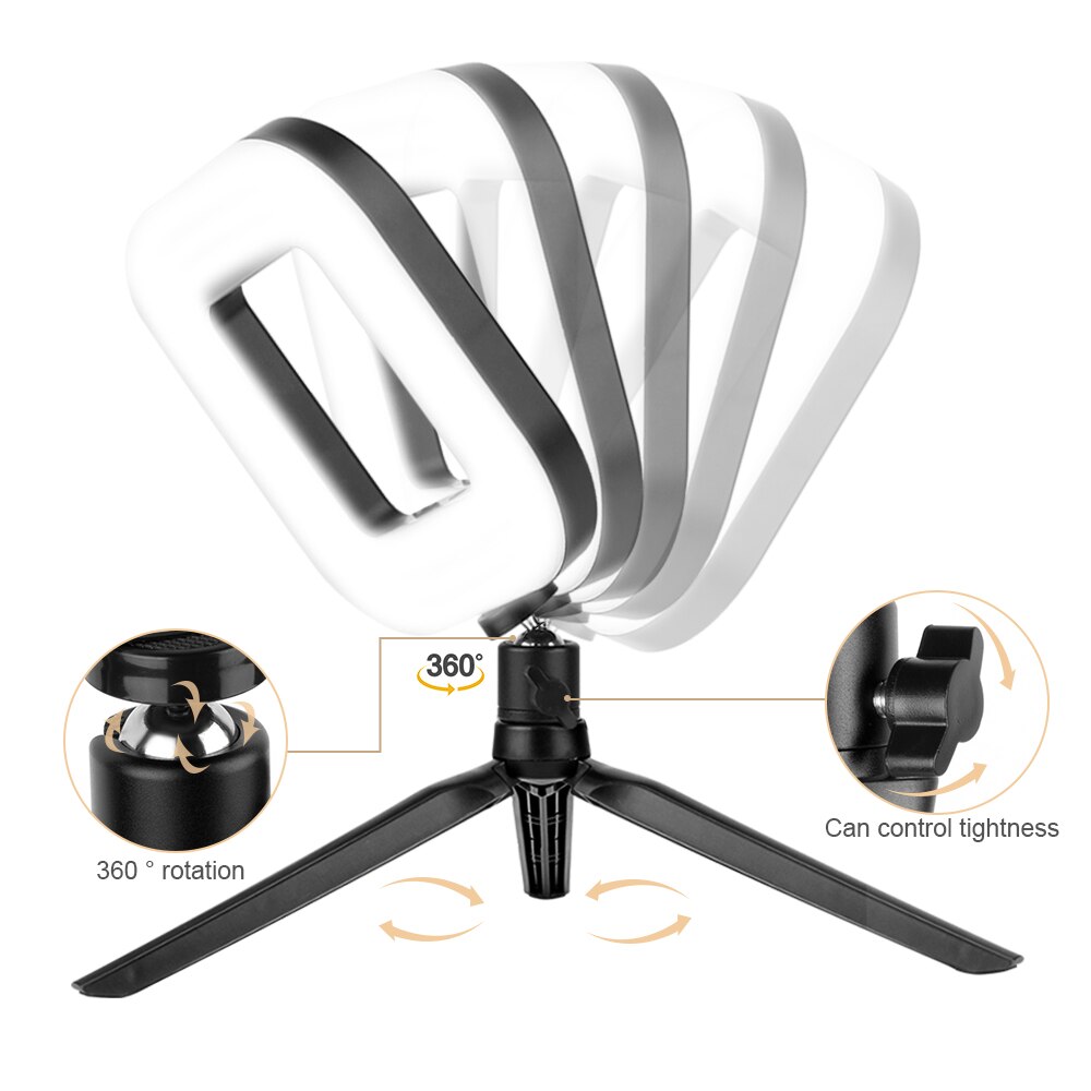 LED Selfie Ring Light Photography Dimmable Camera Phone Ring Lamp With Table Tripods For Makeup Video Live Studio