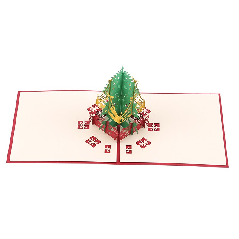 3d pop-up-kort lykønskningskort til pige børn kone mand træ snemand lykønskningskort postkort med konvolut klistermærker: Rød
