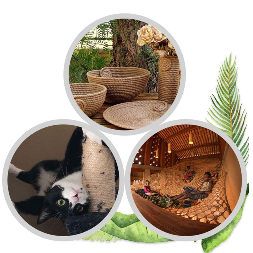 10/8/6mm naturliga jute rep garn rep handgjorda jute hampa stränggarn för gör-det-själv konsthantverk dekoration packning blomsterhandel 10m